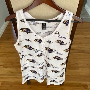 NFL Baltimore Ravens Henley Button Front Tank Top, Glitter Ravens, Size XL